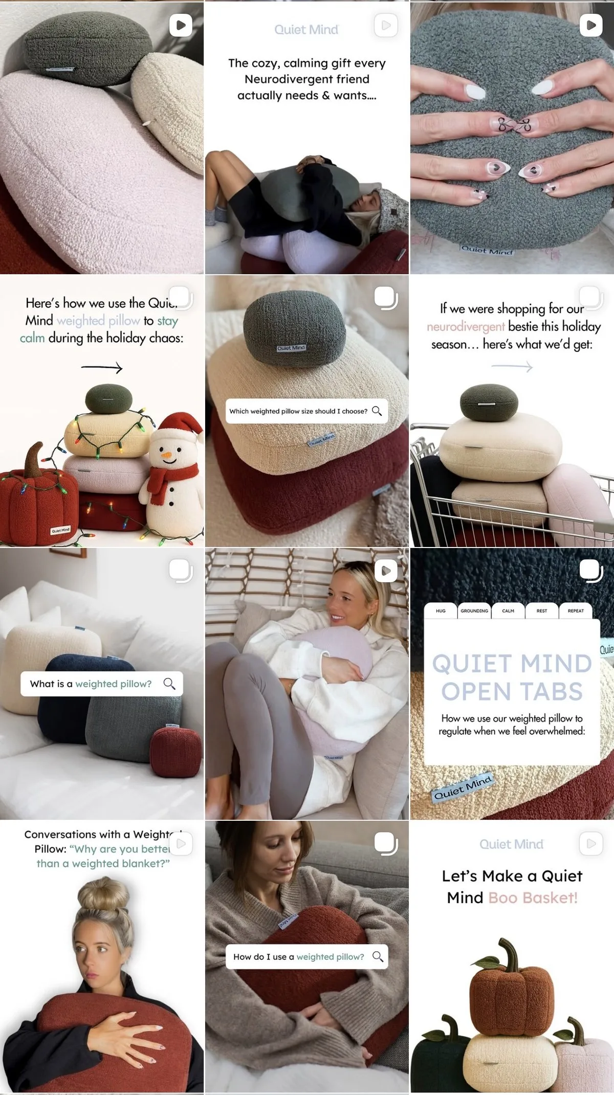 The redesigned Quiet Mind Instagram grid
