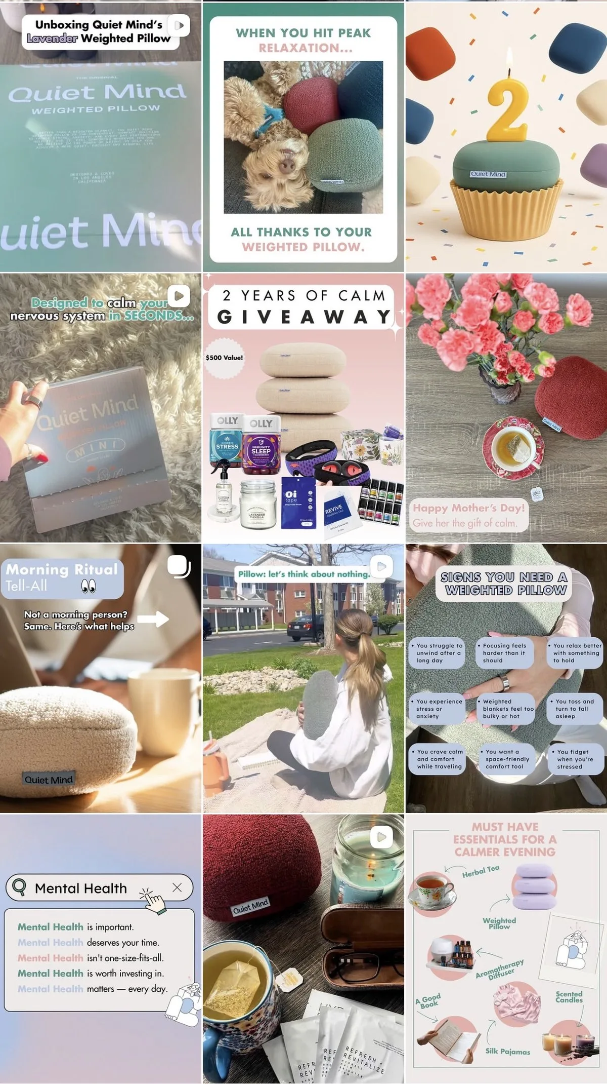 The Quiet Mind Instagram grid before the redesign